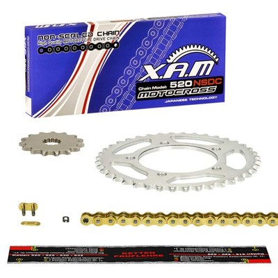 Honda CRF 230 F 2003 (ME09), XAM GOLD Kettenkit Racing Spezial, Alu