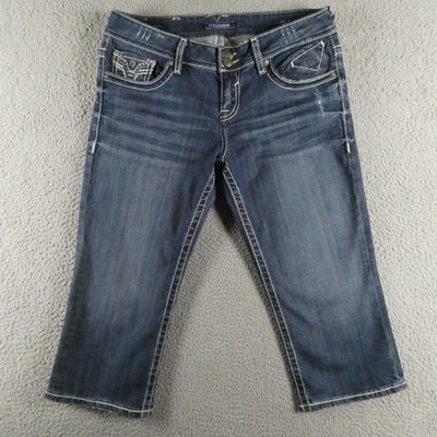 Vigoss The Chelsea Capri Jeans Womens 11 Sequin Embroidered Bling Distressed