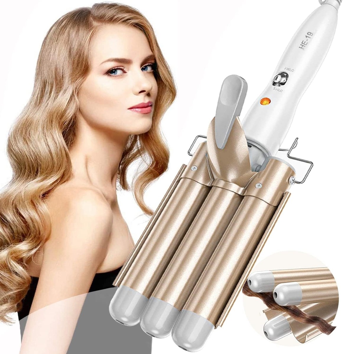 Three Barrel Hair Waver 25MM Big Wave Hair Curling Iron Wand with