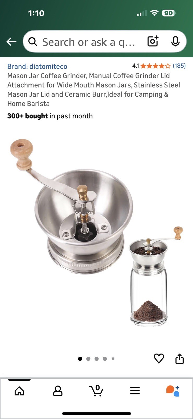 Wide Mouthed Mason Jar Coffee Grinder