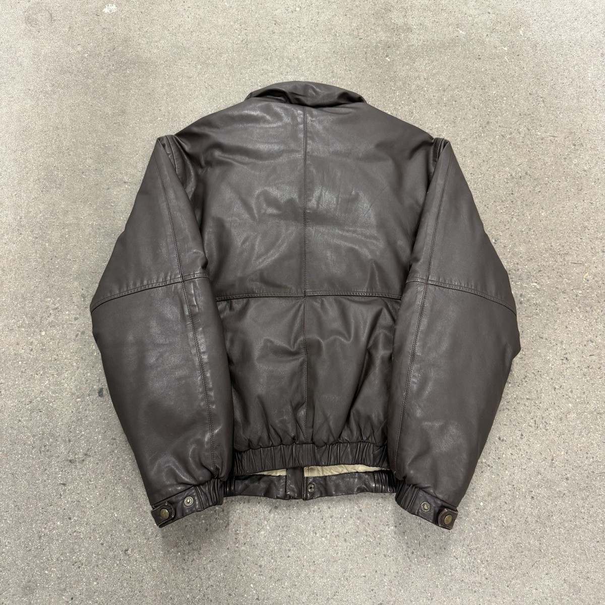 Vintage Eddie Bauer Mens Jacket Leather Goose Down Bomber 80s 90s