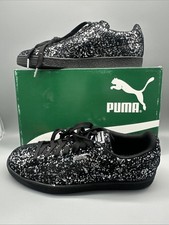 Zapatillas clásicas de gamuza Puma plateadas salpicaduras metálicas negras bajas para hombre -14