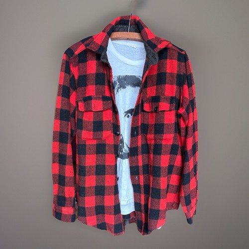 VTG 1950s Melton Wool Work/overshirt.distressed.Med/buffalo Check