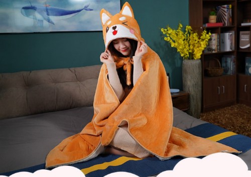 Nueva capa amarilla con capucha capa de franela suave Shiba Inu Corgi capa con capucha - Imagen 7 de 13