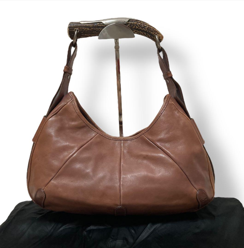 Borsa a tracolla Yves Saint Laurent Mombasa pelle marrone vintage rara
