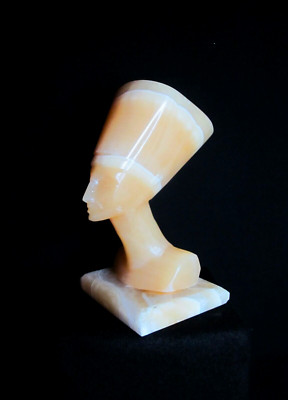 Vintage Egyptian Queen Nefertiti Onyx Alabaster Marble Bust  Large 7'' Tall
