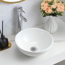 Round Counter Mounted Sink Countertop Basin White Ceramic Bathroom