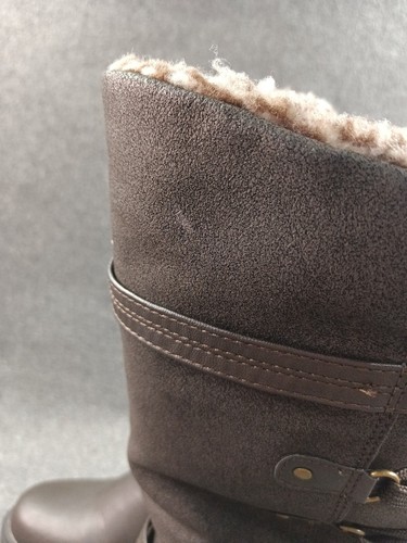Sporto Boots Womens 9M Jose Snow Winter Brown Faux Leather Fur Mid Calf Side Zip - Picture 12 of 17