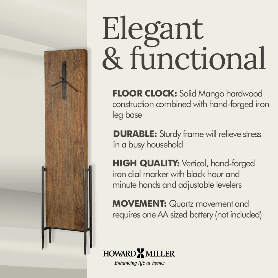 Reloj de piso Howard Miller Bedford Park 615-102 - Acabado de mango macizo natural Foto 4 de 4