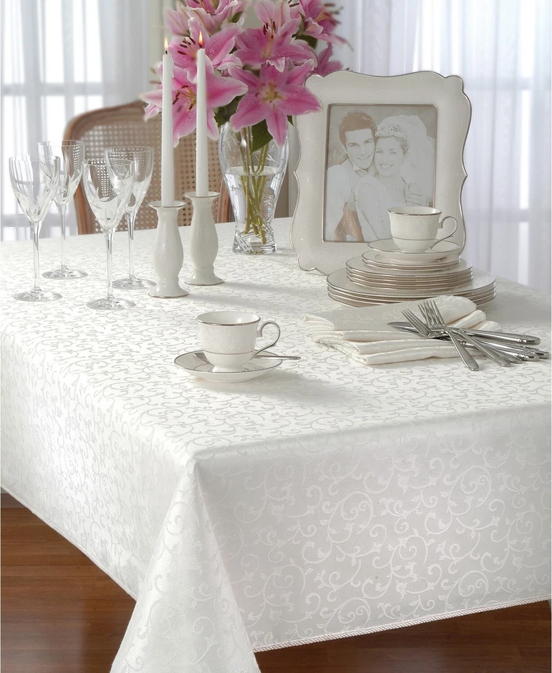 Lenox  Opal Innocence Oblong 60" x 120" Tablecloth Ivory - Image 2 of 3
