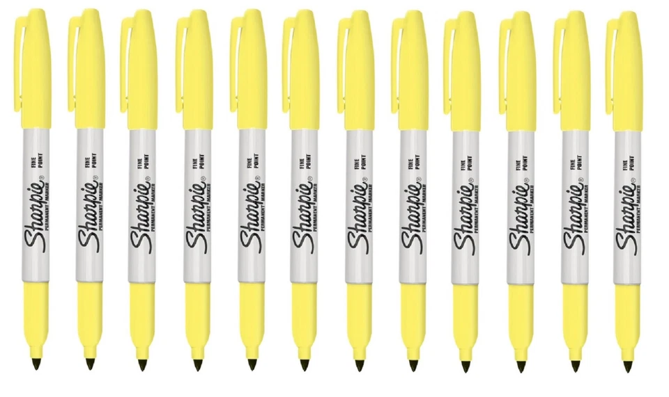 Sharpie Fine Permanent Marker Stift Citrin Gelb 12 Packung