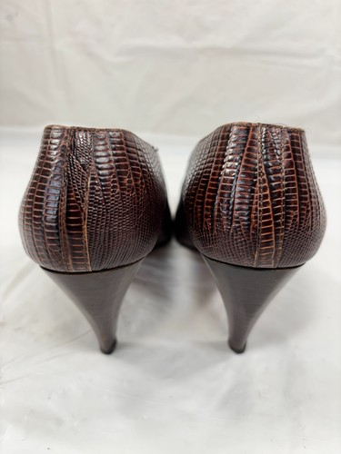Ellen Tracy Made in Italy Leather Slip On Heels 7 brown - Picture 8 of 11