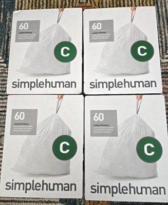 Lot Of 4 Simplehuman Custom Fit Liners - Code Size C - 10-12L NOS