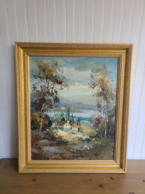 Zhao Huxie ''Clifton'' Impressionist House Landscape Oil Painting Framed 