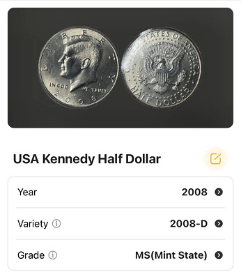 2008-D USA Kennedy Half Dollar  MS  Vanderbilt Univ. 90th Convocation LOT#V-35
