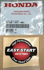 Genuine Honda MARK, RECOIL STARTER COVER EMBLEM DECAL GCV190 87169-VH7-B01 OEM