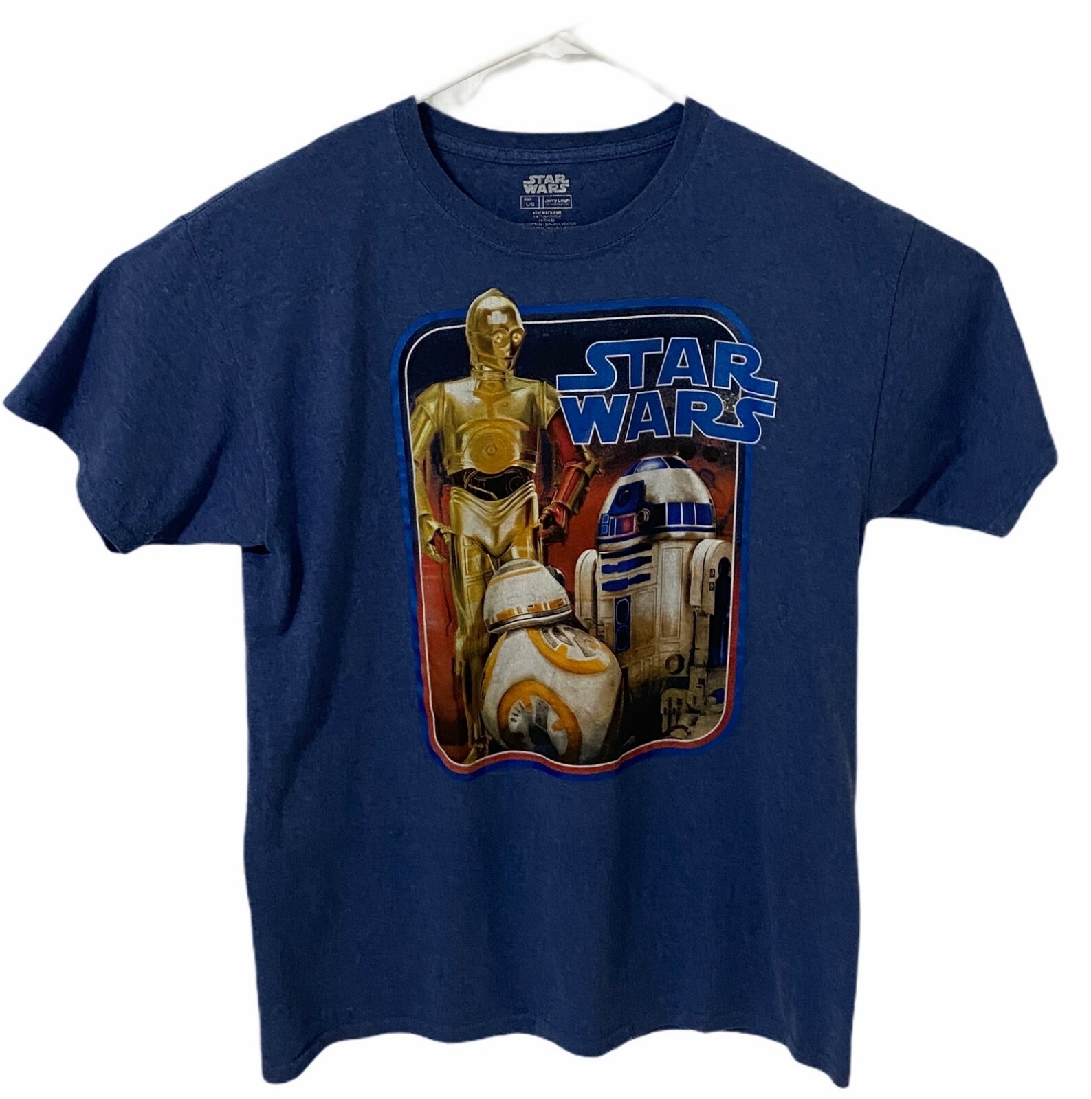 Star Wars C-3PO R2-D2 Vintage T Shirt Size L Blue C3P0 R2D2 - Jerry Leigh