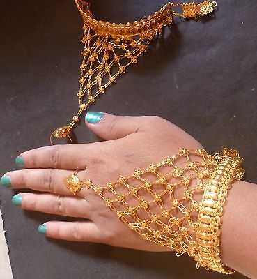 Fashion Indian Thai Golden Finger Bracelet Shining Red Crystal Girl's Belly  Dance Bracelet Jewelry | Wish