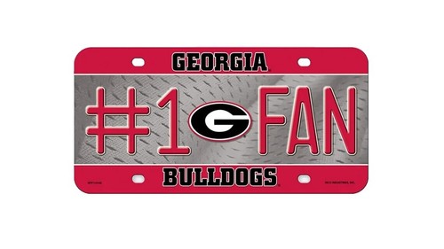 Rico Industries Georgia Bulldogs Glitter License Plate - 12"x6" Silver Laser-Cut Acrylic, Officially Licensed Fan Tag For Car Or Wall