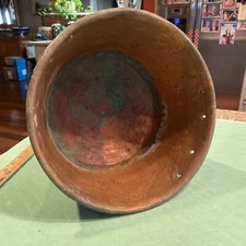 Antique Copper Cauldron Pot Missing Handle 12” Diameter Hammered Design