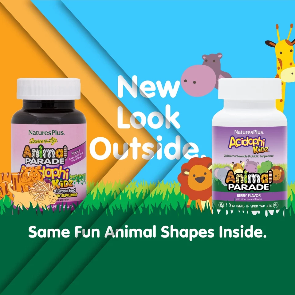 Animal Parade AcidophiKidz Probiótico Masticables Sabor Baya 90 unidades Foto 2 de 4