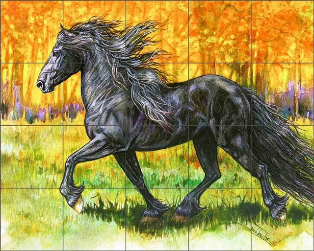 Horse Tile Mural Taylor Equine Art Ceramic Backsplash JTA027 eBay