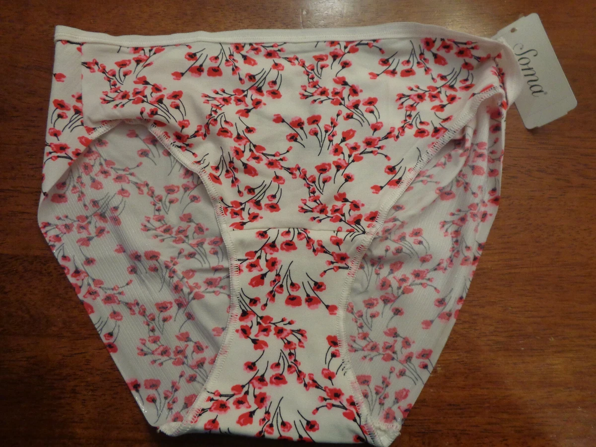 SOMA VANISHING EDGE HIPSTER PANTIES IN CHERRY BLOSSOM MINI IVORY NEW