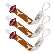 Texas Longhorns Infant 3-Pack Pacifier Clip Set New in packaging Baby Fanatics