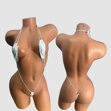 Patent Leather white/white Wet Look Micro Slingshot Bikini XS-XL Exotic Clubwear