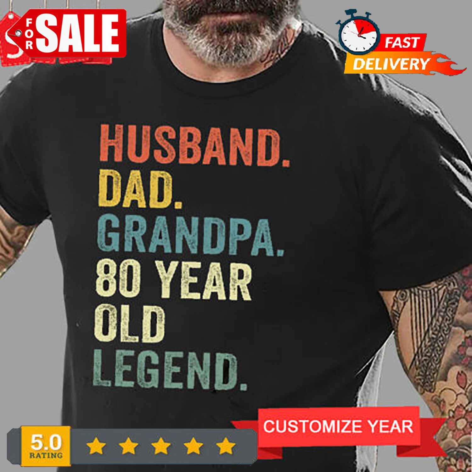 Personalized Husband Dad Grandpa 80 Year Old Legend Shirt, 80th Birthday Gift