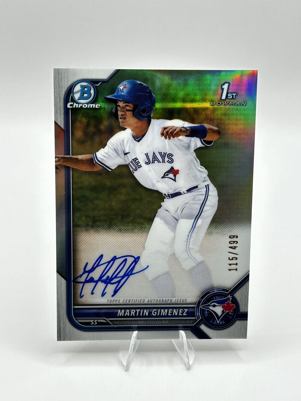 2022 Bowman Chrome Martin Gimenez Refractor 1st Auto /499 Blue Jays #cpa-mgz