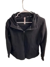 RBX Quilted Hoodie Women’s Size XL Black Running Jogging Activewear Zip