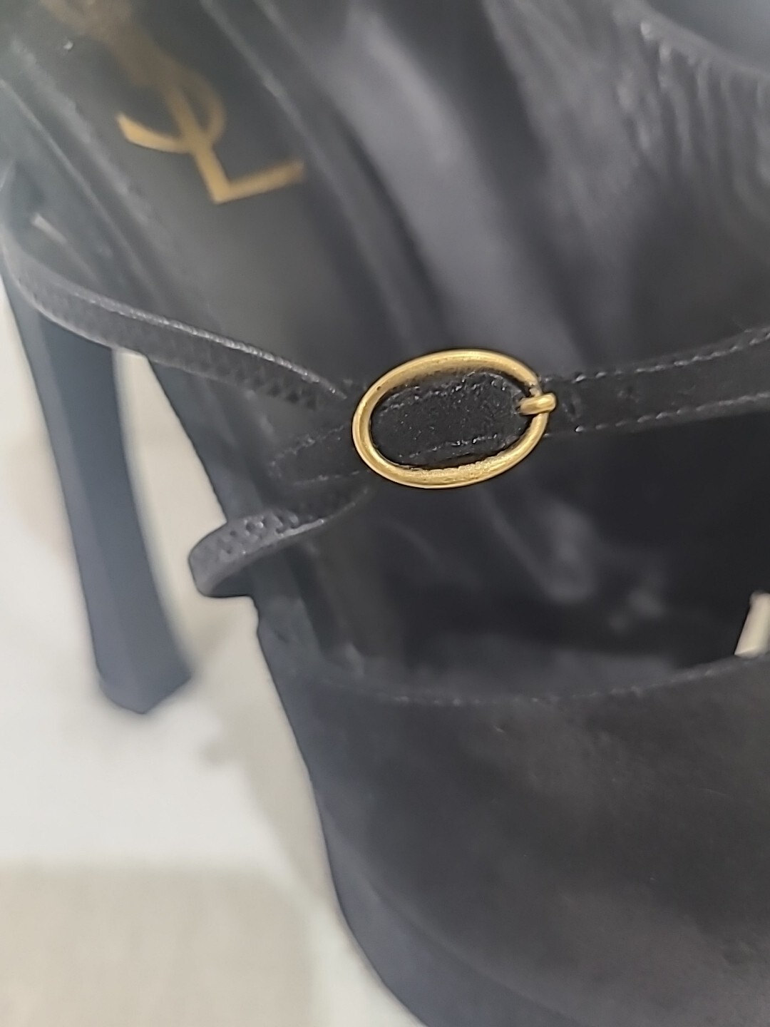 DÉCOLLETÉ YSL SAINT LAURENT NERE SCAMOSCIATE FIBBIA RITAGLIATA MARYJANE PLATFORM TAGLIA 39(8)