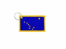 Keychain keyring embroidered embroidery patch double sided flag alaska usa