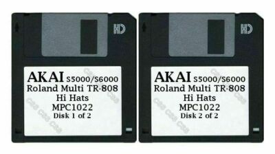Akai S5000 / S6000 Set of Two Floppy Disks Roland Multi TR-808 Hi Hats MPC1022