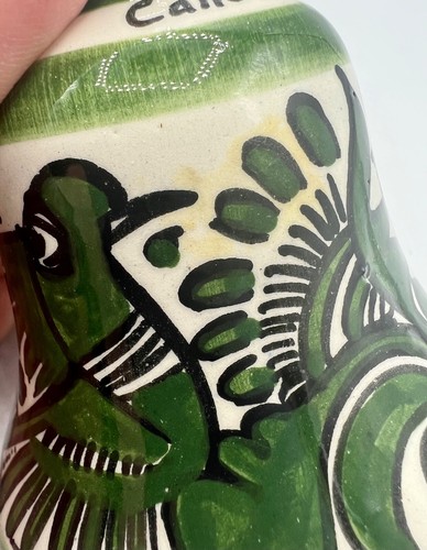 Vintage Tonala Mexican Pottery Bird Rabbit Folk Art Bell Green Cancun Souvenir - Picture 5 of 7