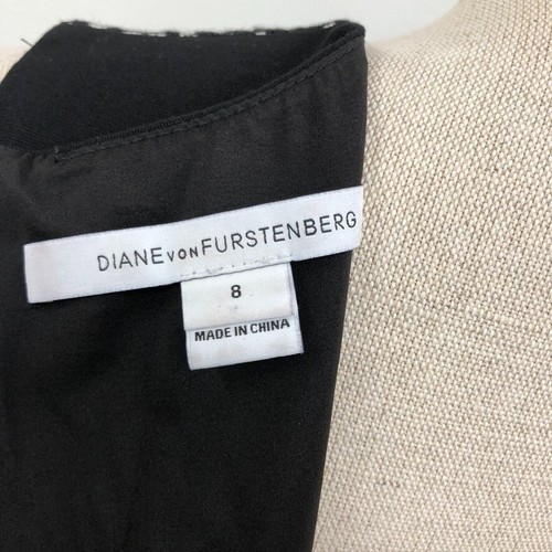 Diane Von Furstenberg Sheath Dress Womens 8 Black Wool Knit Sleeveless Career - Picture 12 of 18