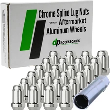Chrome M12x1.50 Lug Nuts For Aftermarket Wheels - Closed End Spline - Set of 24