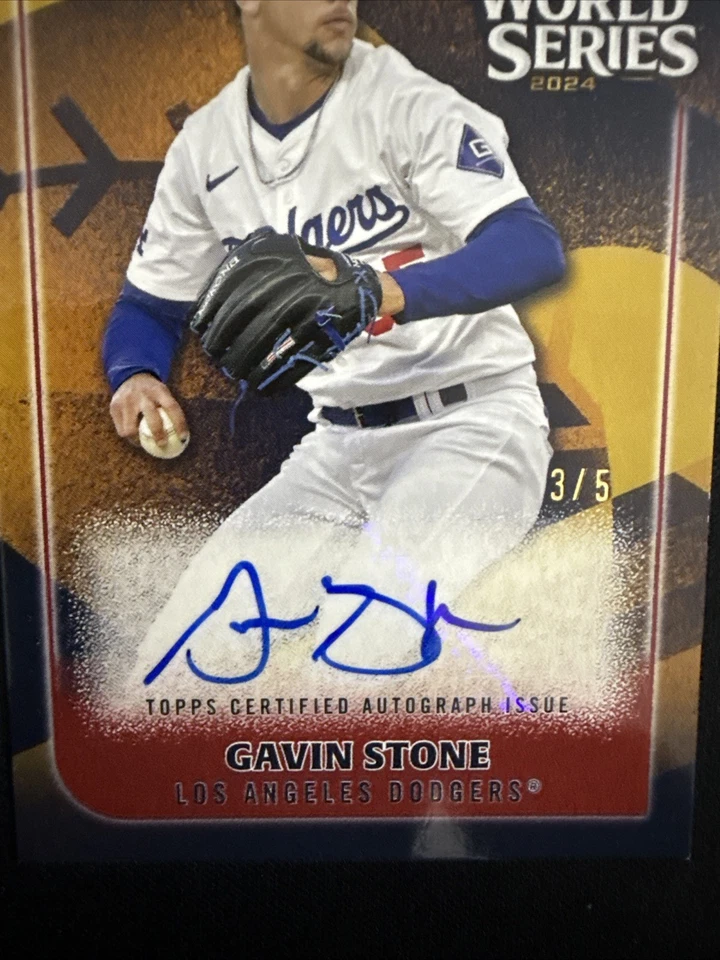 2025 Topps Series 2 World Series WCA-GS LA Dodgers Auto Gavin Stone 3/5 SSP - Image 4 of 4