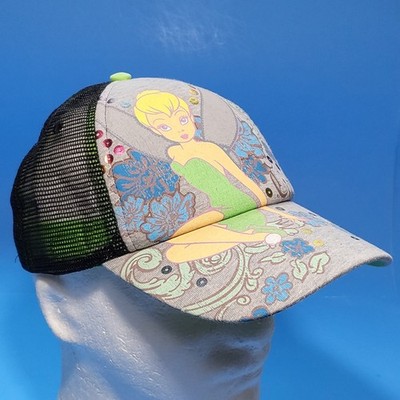 Disney Tinker Bell Snap back Hat Cap Trucker Green Mesh Back Foam Crown