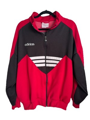 Vintage Adidas Trefoil Track Warmup Jacket Embroidered Medium LG Red Black White