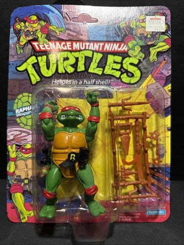 Vintage 1988 TMNT Raphael Action Figure Playmates Toys New MOC 10 Back Unpunched