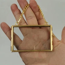 4PCS Glass Frame for Pressed Flowers, 3X2 Inch Creative Brass Hanging Photo F...