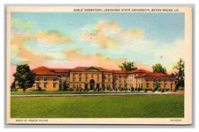 Baton Rouge LA Girls Dormitory Louisiana State Univ. Posted 1951 Linen Postcard