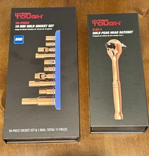 Hyper Tough Gold tone Ratchet & Gold tone 10 Piece Socket Set 10mm