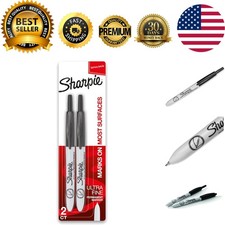 Ultra Fine Point Retractable Markers in Black - Water Resistant  Permanent