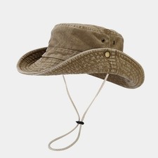 Men's Women's New Patchwork Wide Brim Hat - Washed Vintage Sun Protection Cap