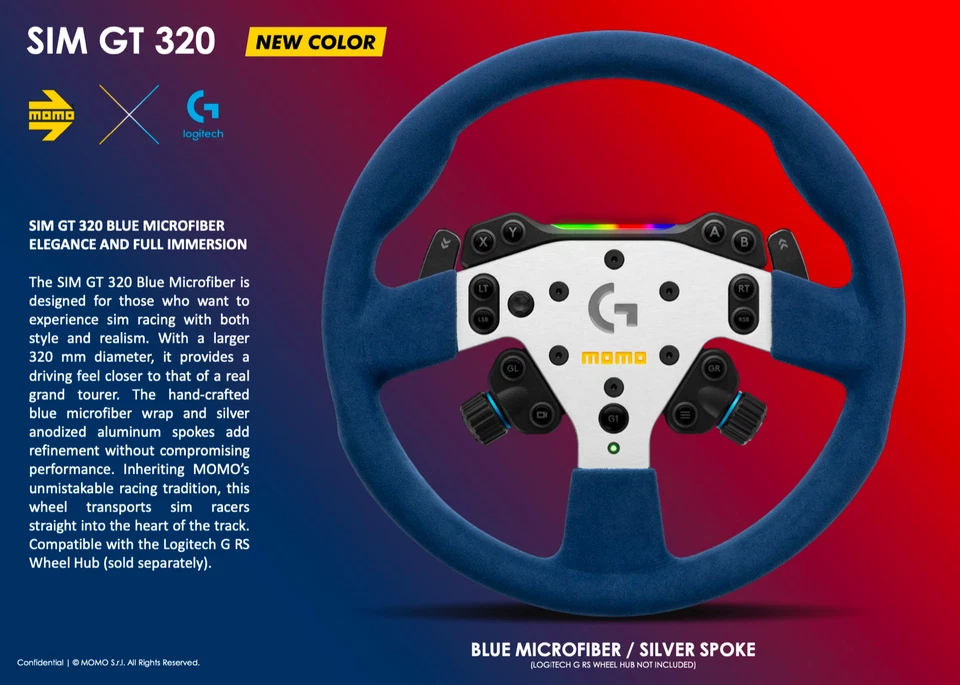 MOMO Logitech G SIM GT 320 Blue Suede fits XBOX Series X/S XBOX One PS4 PS5 PC - Image 4 of 4