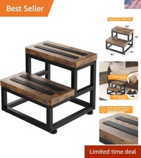 Wooden Step Stool for Adults Kids Heavy Duty Non Slip Wide Step 2 Pack