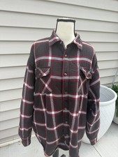 Wrangler Men  s L Sherpa Lined Plaid Flannel Shirt Jacket Red Gray Black